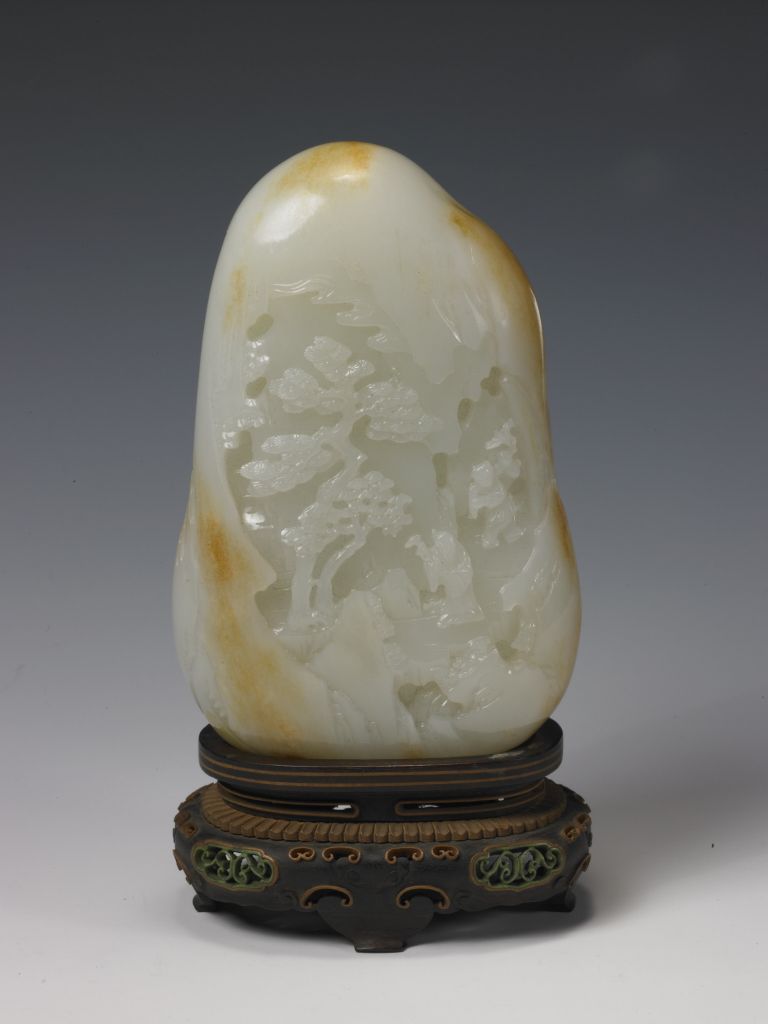 图片[1]-White Jade Carved Landscape Figure Painting Shanzi-China Archive